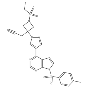 2-(1-(Ethylsulfonyl)-3-(4-(7-tosyl-7H-pyrrolo[2,3-d]pyrimidin-4-yl)-1H-pyrazol-1-yl)azetidin-3-yl)acetonitrile结构式