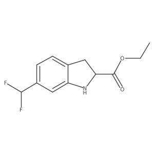ethyl 6-(difluoromethyl)-2,3-dihydro-1H-indole-2-carboxylate结构式