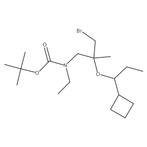 tert-butyl N-[3-bromo-2-(1-cyclobutylpropoxy)-2-methylpropyl]-N-ethylcarbamate结构式