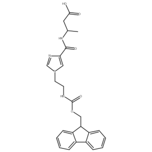 (3S)-3-({1-[2-({[(9H-fluoren-9-yl)methoxy]carbonyl}amino)ethyl]-1H-imidazol-4-yl}formamido)butanoic acid结构式