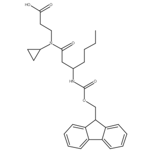 3-[(3S)-N-cyclopropyl-3-({[(9H-fluoren-9-yl)methoxy]carbonyl}amino)heptanamido]propanoic acid结构式