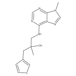 2-methyl-1-[(9-methyl-9H-purin-6-yl)amino]-3-(thiophen-3-yl)propan-2-ol Structure