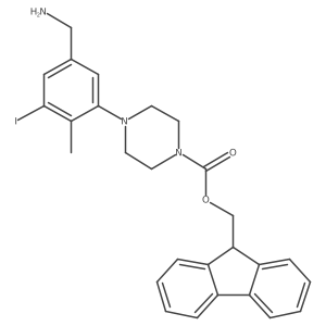 (9H-fluoren-9-yl)methyl 4-[5-(aminomethyl)-3-iodo-2-methylphenyl]piperazine-1-carboxylate结构式