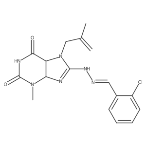 8-[(2E)-2-[(2-chlorophenyl)methylidene]hydrazinyl]-3-methyl-7-(2-methylprop-2-enyl)-4,5-dihydropurine-2,6-dione结构式