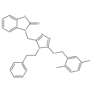 3-((5-((2,5-dimethylbenzyl)thio)-4-phenethyl-4H-1,2,4-triazol-3-yl)methyl)benzo[d]thiazol-2(3H)-one结构式