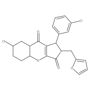 7-chloro-1-(3-chlorophenyl)-2-(furan-2-ylmethyl)-4a,5,6,7,8,8a-hexahydro-1H-chromeno[2,3-c]pyrrole-3,9-dione Structure
