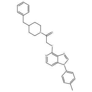 1-(4-benzylpiperidin-1-yl)-2-((3-(p-tolyl)-3H-[1,2,3]triazolo[4,5-d]pyrimidin-7-yl)thio)ethanone结构式