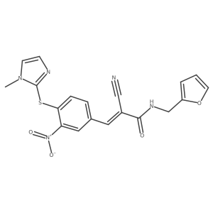 (Z)-2-Cyano-N-(furan-2-ylmethyl)-3-[4-(1-methylimidazol-2-yl)sulfanyl-3-nitrophenyl]prop-2-enamide Structure