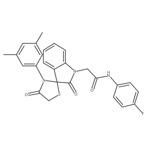 2-(3'-(3,5-dimethylphenyl)-2,4'-dioxospiro[indoline-3,2'-thiazolidin]-1-yl)-N-(4-fluorophenyl)acetamide Structure