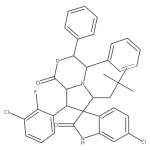 (3S)-6-chloro-8'-(3-chloro-2-fluorophenyl)-6'-(2,2-dimethylpropyl)-3',4'-diphenylspiro[1H-indole-3,7'-4,6,8,8a-tetrahydro-3H-pyrrolo[2,1-c][1,4]oxazine]-1',2-dione Structure
