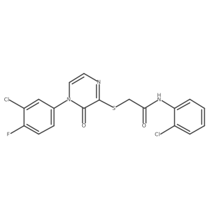 2-((4-(3-chloro-4-fluorophenyl)-3-oxo-3,4-dihydropyrazin-2-yl)thio)-N-(2-chlorophenyl)acetamide Structure