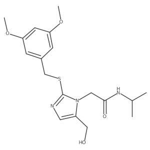 2-(2-((3,5-dimethoxybenzyl)thio)-5-(hydroxymethyl)-1H-imidazol-1-yl)-N-isopropylacetamide结构式