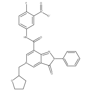 N-(4-fluoro-3-nitrophenyl)-3-oxo-2-phenyl-5-((tetrahydrofuran-2-yl)methyl)-3,5-dihydro-2H-pyrazolo[4,3-c]pyridine-7-carboxamide Structure