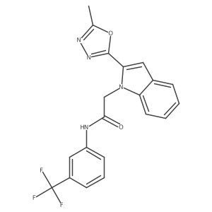 2-[2-(5-methyl-1,3,4-oxadiazol-2-yl)-1H-indol-1-yl]-N-[3-(trifluoromethyl)phenyl]acetamide结构式
