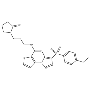 1-[3-({3-[(4-Ethylphenyl)sulfonyl]thieno[2,3-e][1,2,3]triazolo[1,5-a]pyrimidin-5-yl}amino)propyl]pyrrolidin-2-one结构式
