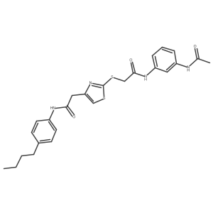 N-(3-acetamidophenyl)-2-((4-(2-((4-butylphenyl)amino)-2-oxoethyl)thiazol-2-yl)thio)acetamide Structure
