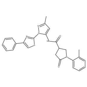 N-(3-methyl-1-(4-phenylthiazol-2-yl)-1H-pyrazol-5-yl)-5-oxo-1-(o-tolyl)pyrrolidine-3-carboxamide结构式
