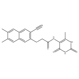 2-[(3-Cyano-6,7-dimethyl-2-quinolinyl)thio]-N-(1,2,3,4-tetrahydro-6-methyl-2,4-dioxo-5-pyrimidinyl)acetamide结构式