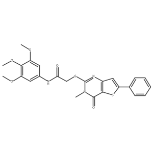 COc1cc(NC(=O)CSc2nc3cc(-c4ccccc4)sc3c(=O)n2C)cc(OC)c1OC结构式