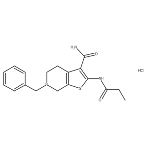 6-Benzyl-2-propionamido-4,5,6,7-tetrahydrothieno[2,3-c]pyridine-3-carboxamide hydrochloride结构式
