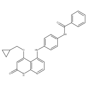 N-[4-[[5-(cyclopropylmethoxy)-7-oxo-8H-1,8-naphthyridin-4-yl]amino]phenyl]benzamide Structure