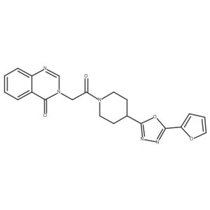3-(2-(4-(5-(furan-2-yl)-1,3,4-oxadiazol-2-yl)piperidin-1-yl)-2-oxoethyl)quinazolin-4(3H)-one结构式