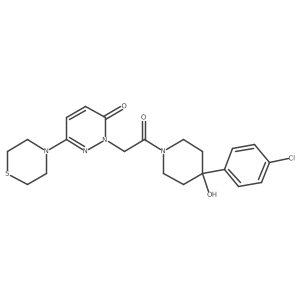 2-{2-[4-(4-chlorophenyl)-4-hydroxypiperidin-1-yl]-2-oxoethyl}-6-(thiomorpholin-4-yl)pyridazin-3(2H)-one结构式
