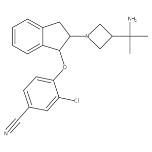 4-[[(1R,2R)-2-[3-(1-Amino-1-methylethyl)-1-azetidinyl]-2,3-dihydro-1H-inden-1-yl]oxy]-3-chlorobenzonitrile结构式