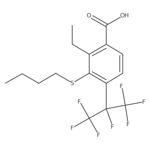 3-(Butylsulfanyl)-2-ethyl-4-(1,1,1,2,3,3,3-heptafluoropropan-2-yl)benzoic acid结构式