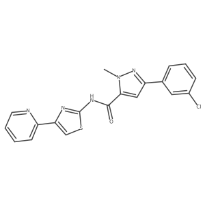 3-(3-chlorophenyl)-1-methyl-N-[4-(pyridin-2-yl)-1,3-thiazol-2-yl]-1H-pyrazole-5-carboxamide结构式