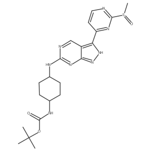 {4-[3-(2-Methanesulfinyl-pyrimidin-4-yl)-1H-pyrazolo[3,4-d]pyrimidin-6-ylamino]-cyclohexyl}-carbamic acid tert-butyl ester Structure