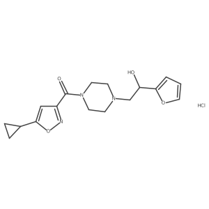 (5-Cyclopropylisoxazol-3-yl)(4-(2-(furan-2-yl)-2-hydroxyethyl)piperazin-1-yl)methanone hydrochloride结构式