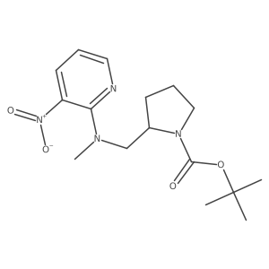 tert-Butyl 2-((methyl(3-nitropyridin-2-yl)amino)methyl)pyrrolidine-1-carboxylate结构式