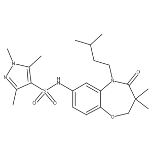 N-(5-isopentyl-3,3-dimethyl-4-oxo-2,3,4,5-tetrahydrobenzo[b][1,4]oxazepin-7-yl)-1,3,5-trimethyl-1H-pyrazole-4-sulfonamide Structure