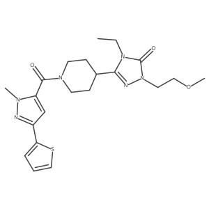 4-ethyl-2-(2-methoxyethyl)-5-[1-[2-methyl-5-(2-thienyl)pyrazole-3-carbonyl]-4-piperidyl]-1,2,4-triazol-3-one结构式