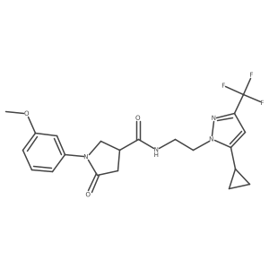 N-(2-(5-cyclopropyl-3-(trifluoromethyl)-1H-pyrazol-1-yl)ethyl)-1-(3-methoxyphenyl)-5-oxopyrrolidine-3-carboxamide结构式
