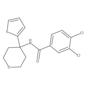 3,4-dichloro-N-(4-(thiophen-2-yl)tetrahydro-2H-pyran-4-yl)benzamide结构式