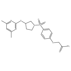 2-(4-((3-((4,6-Dimethylpyrimidin-2-yl)oxy)pyrrolidin-1-yl)sulfonyl)phenoxy)acetamide结构式