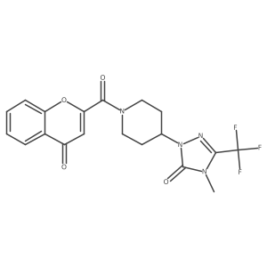 4-methyl-1-(1-(4-oxo-4H-chromene-2-carbonyl)piperidin-4-yl)-3-(trifluoromethyl)-1H-1,2,4-triazol-5(4H)-one结构式