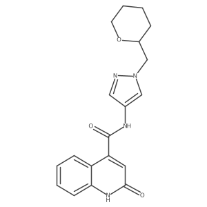 2-hydroxy-N-(1-((tetrahydro-2H-pyran-2-yl)methyl)-1H-pyrazol-4-yl)quinoline-4-carboxamide结构式