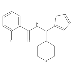 2-chloro-N-[(oxan-4-yl)(thiophen-2-yl)methyl]benzamide结构式