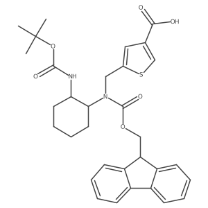 5-[[9H-Fluoren-9-ylmethoxycarbonyl-[(1R,2R)-2-[(2-methylpropan-2-yl)oxycarbonylamino]cyclohexyl]amino]methyl]thiophene-3-carboxylic acid结构式