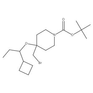 Tert-butyl 4-(bromomethyl)-4-(1-cyclobutylpropoxy)piperidine-1-carboxylate结构式