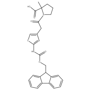 (2S)-1-{2-[2-({[(9H-fluoren-9-yl)methoxy]carbonyl}amino)-1,3-thiazol-4-yl]acetyl}-2-methylpyrrolidine-2-carboxylic acid Structure