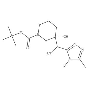 tert-butyl 3-[amino(dimethyl-4H-1,2,4-triazol-3-yl)methyl]-3-hydroxypiperidine-1-carboxylate Structure