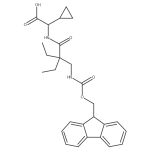 2-cyclopropyl-2-{2-ethyl-2-[({[(9H-fluoren-9-yl)methoxy]carbonyl}amino)methyl]butanamido}acetic acid Structure