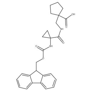 1-({[1-({[(9H-fluoren-9-yl)methoxy]carbonyl}amino)cyclopropyl]formamido}methyl)cyclopentane-1-carboxylic acid结构式