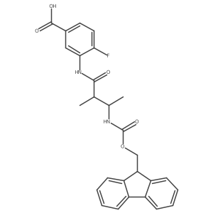 3-[3-({[(9H-fluoren-9-yl)methoxy]carbonyl}amino)-2-methylbutanamido]-4-fluorobenzoic acid结构式
