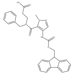 3-{N-benzyl-1-[4-({[(9H-fluoren-9-yl)methoxy]carbonyl}amino)-1-methyl-1H-pyrazol-5-yl]formamido}propanoic acid结构式