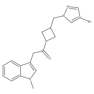1-{3-[(4-bromo-1H-pyrazol-1-yl)methyl]azetidin-1-yl}-2-(1-methyl-1H-indol-3-yl)ethan-1-one Structure